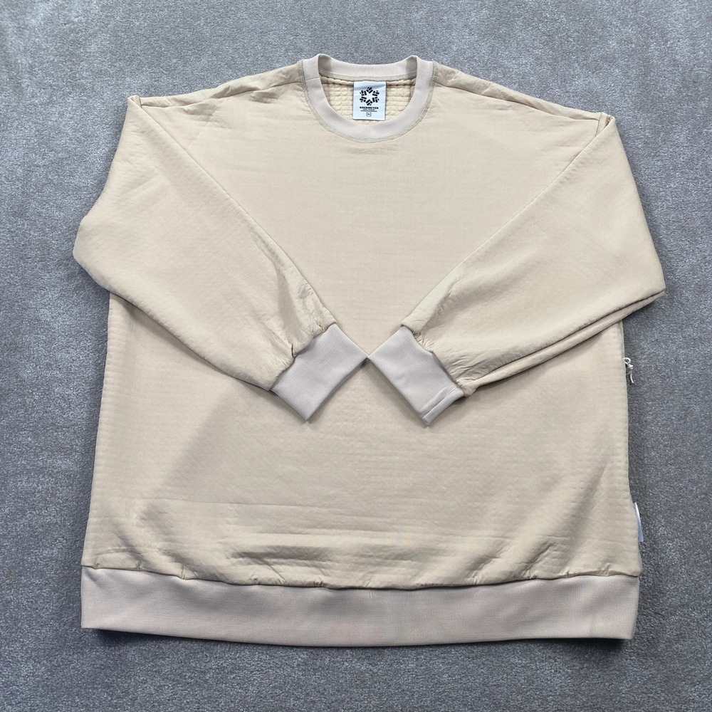 Obermeyer Mens Beige Quilted Crewneck Pullover Sweatshirt XL‎